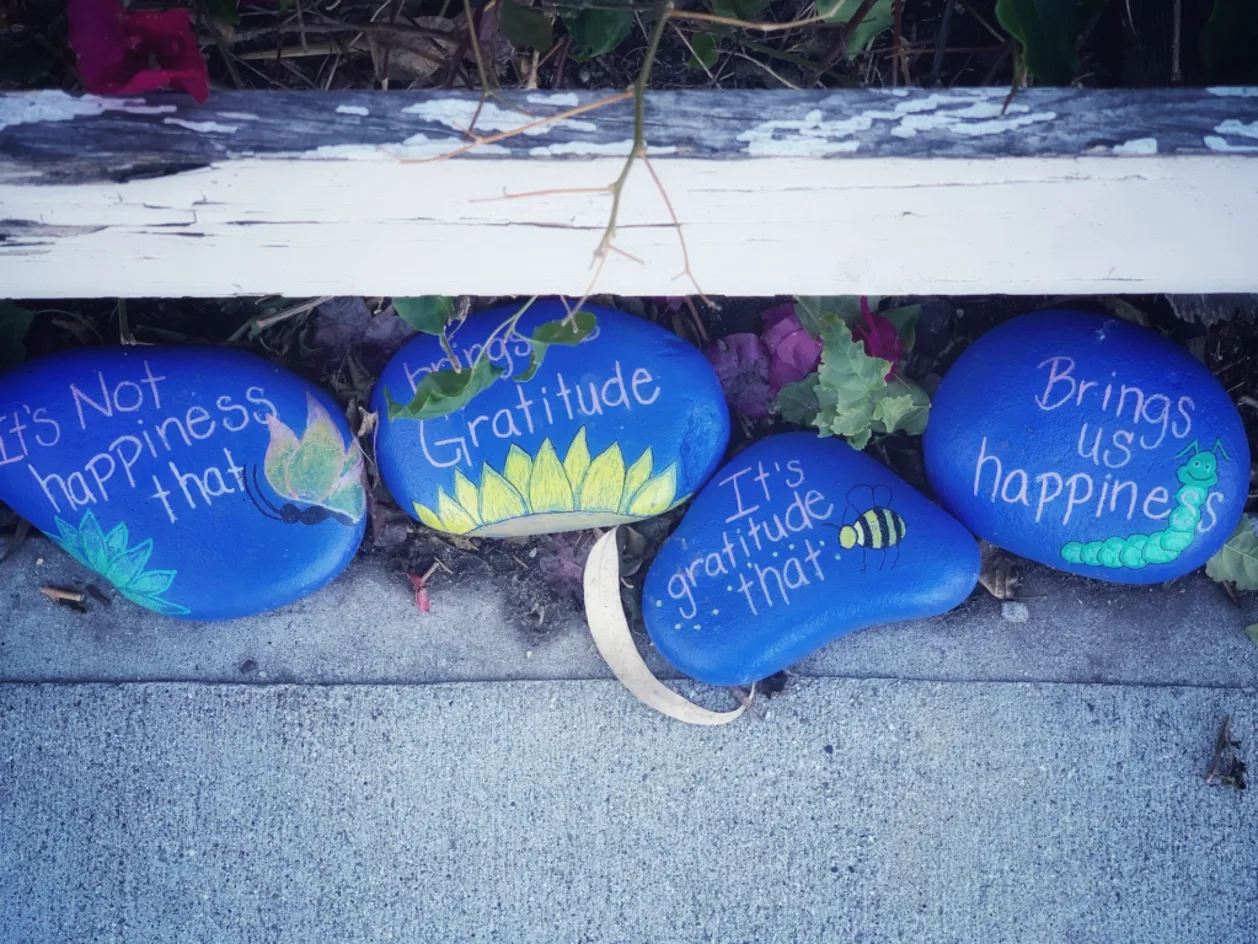 gratitude tips on painted rocks